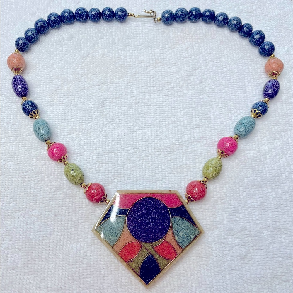 Colorful chunky necklace multi colored